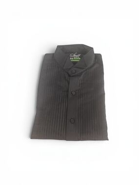 MEN'S FORMAL SHIRTS BLACK REGULAR FITP WING COLLAR TUXEDO SHIRT.  MARK.